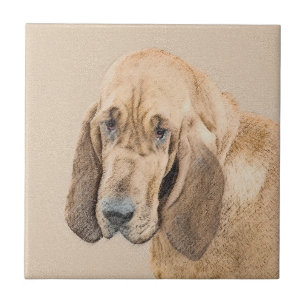Bloodhound Painting - Cute Original Dog Art Ceramic Tile