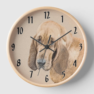 Bloodhound Painting - Cute Original Dog Art Clock