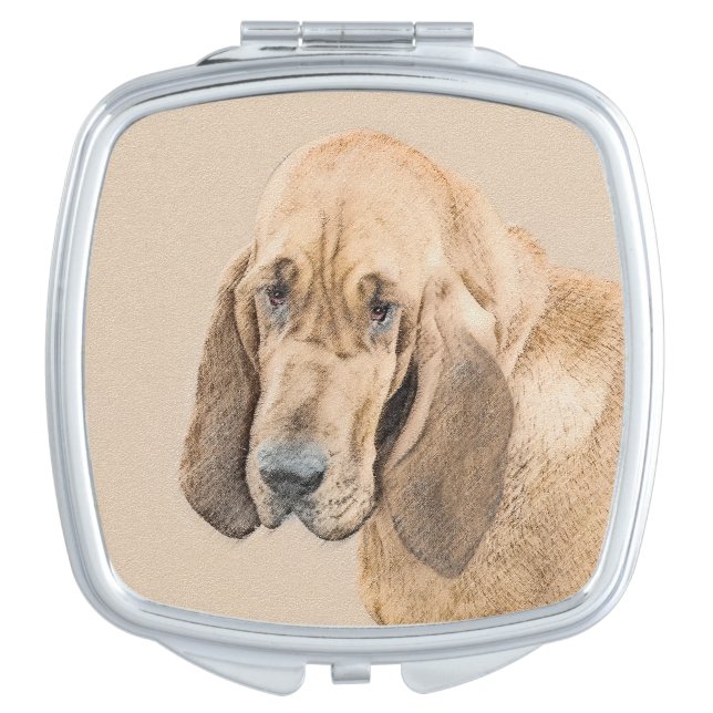 Bloodhound Painting - Cute Original Dog Art Compact Mirror (Front)