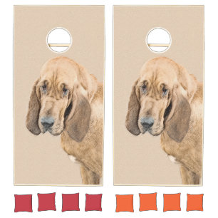 Bloodhound Painting - Cute Original Dog Art Cornhole Set