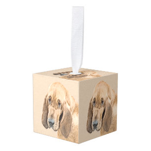 Bloodhound Painting - Cute Original Dog Art Cube Ornament