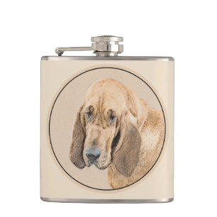 Bloodhound Painting - Cute Original Dog Art Flask