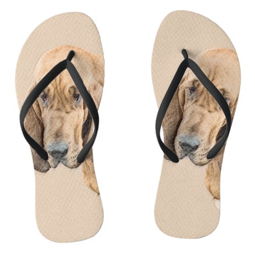 Bloodhound Painting _ Cute Original Dog Art Flip Flops