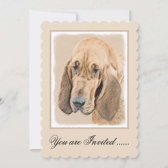 Bloodhound Painting - Cute Original Dog Art Invitation (Front)