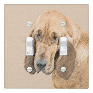 Bloodhound Painting - Cute Original Dog Art Light Switch Cover