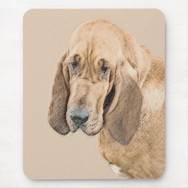 Bloodhound Painting - Cute Original Dog Art Mouse Pad (Front)