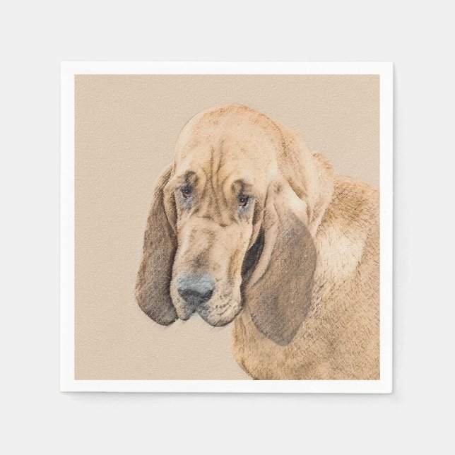 Bloodhound Painting - Cute Original Dog Art Napkins (Front)