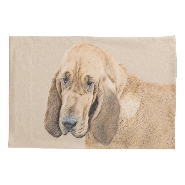 Bloodhound Painting - Cute Original Dog Art Pillow Case (Back)