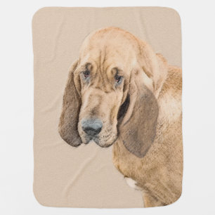 Bloodhound Painting - Cute Original Dog Art Receiving Blanket