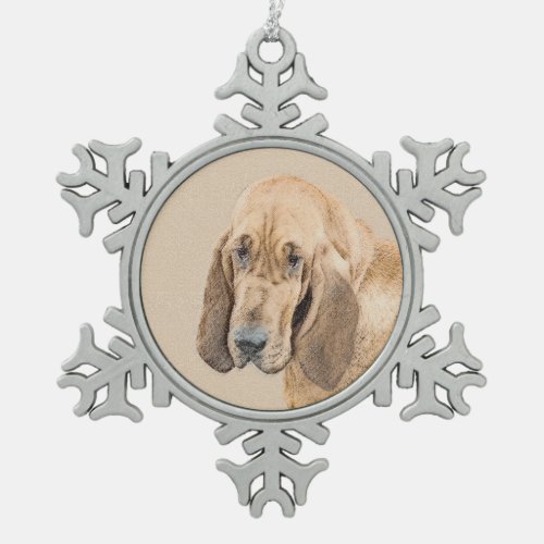Bloodhound Painting _ Cute Original Dog Art Snowflake Pewter Christmas Ornament