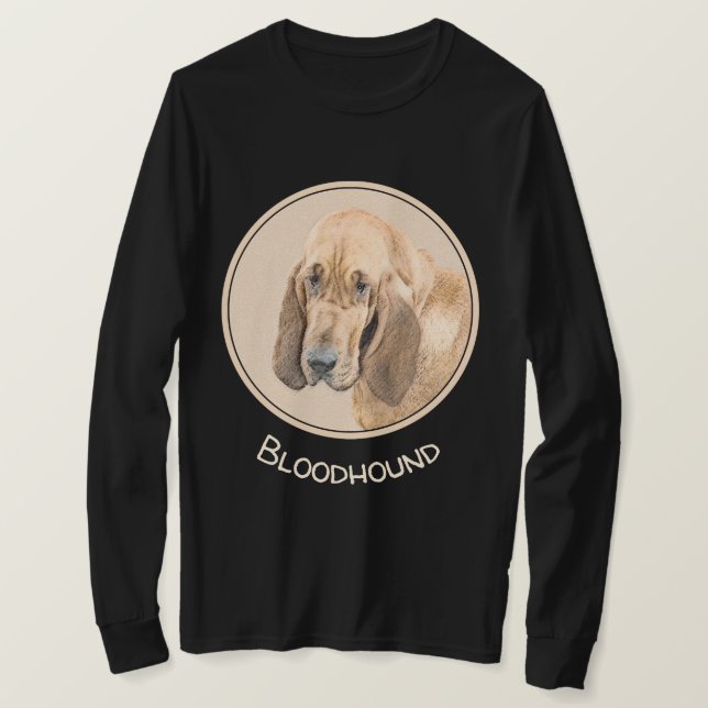 Bloodhound Painting - Cute Original Dog Art T-Shirt (Design Front)
