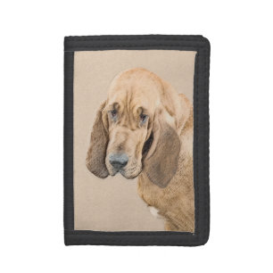 Bloodhound Painting - Cute Original Dog Art Trifold Wallet