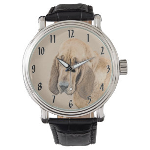 Bloodhound Painting - Cute Original Dog Art Watch