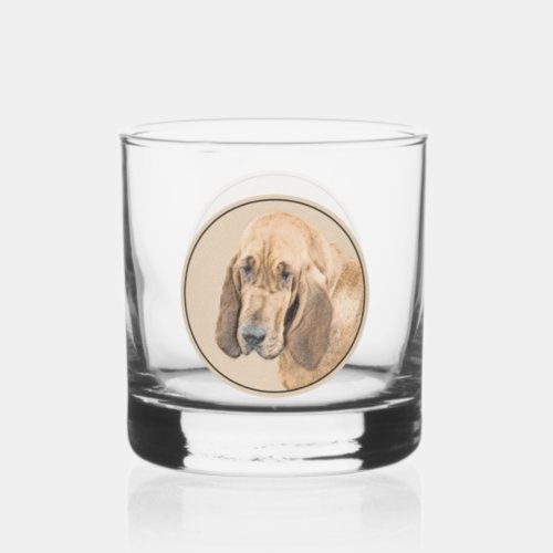 Bloodhound Painting _ Cute Original Dog Art Whiskey Glass