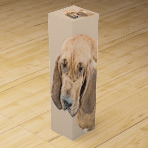 Bloodhound Painting - Cute Original Dog Art Wine Box