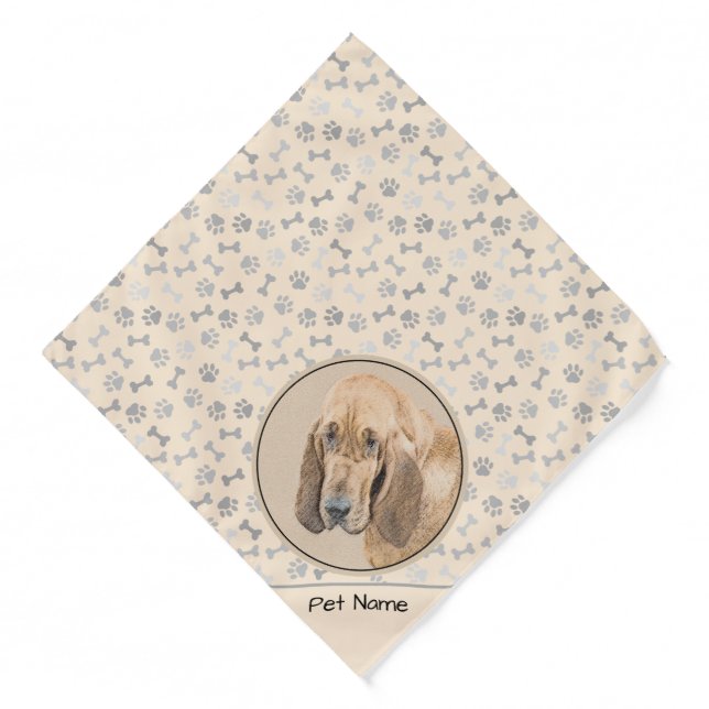 Bloodhound Painting Red Cute Scent Hound Dog Art Bandana (Front)