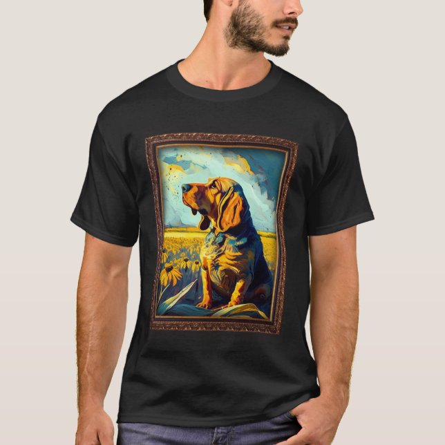 Bloodhound Painting Sunflower Flower Mom Women Flo T-Shirt (Front)