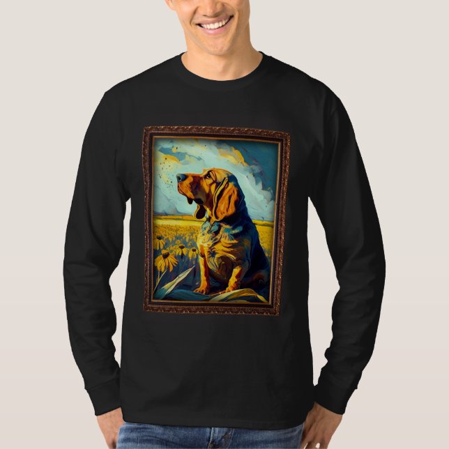 Bloodhound Painting Sunflower Flower Mom Women Flo T-Shirt (Front)