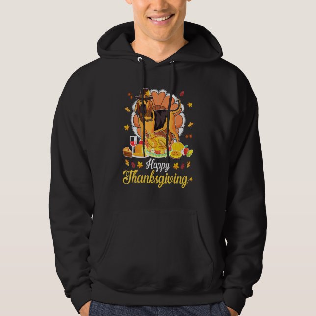 Bloodhound Pilgrim Turkey Dish Wine Happy Thanksgi Hoodie (Front)