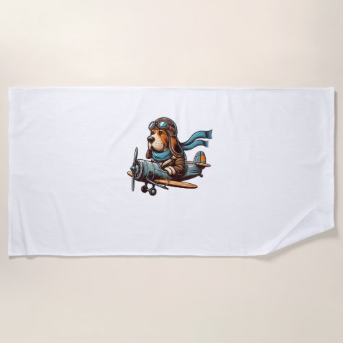 Bloodhound Pilot Dog Funny Aviator Beach Towel