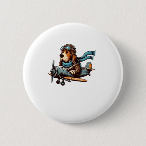 Bloodhound Pilot Dog Funny Aviator Button