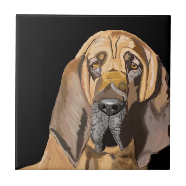 Bloodhound Portrait Ceramic Tile (Front)