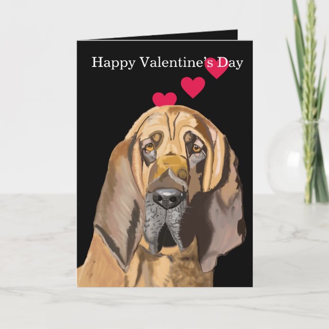Bloodhound Portrait Love Valentine's Holiday Card (Front)