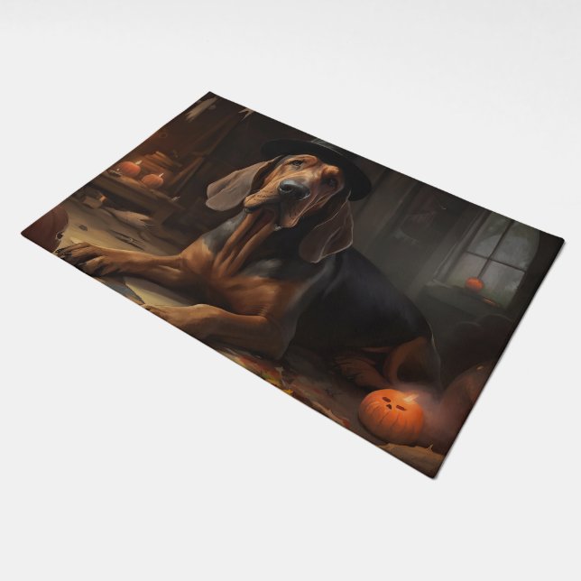 Bloodhound Pumpkins Halloween Scary  Doormat (Angled)