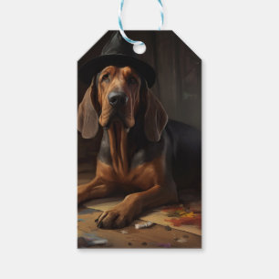 Bloodhound Pumpkins Halloween Scary  Gift Tags