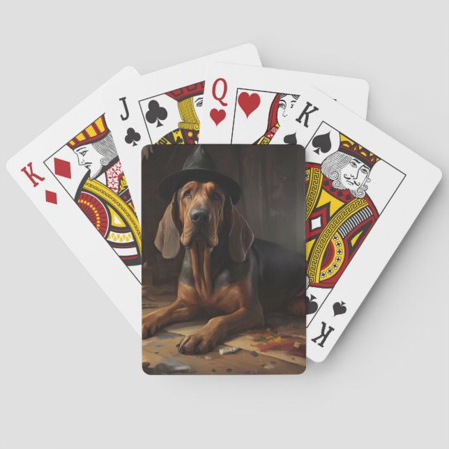 Bloodhound Pumpkins Halloween Scary  Poker Cards (Back)