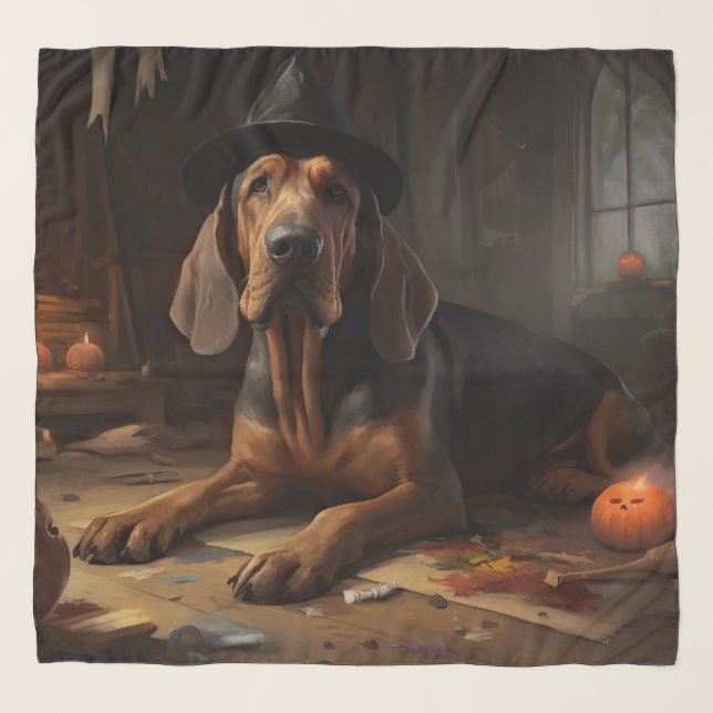 Bloodhound Pumpkins Halloween Scary  Scarf (Front)