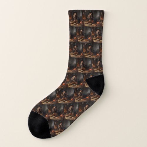 Bloodhound Pumpkins Halloween Scary  Socks