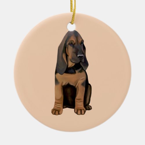 Bloodhound Puppy Ceramic Ornament