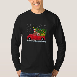 Bloodhound Red Car Truck Christmas Tree Funny Sant T-Shirt