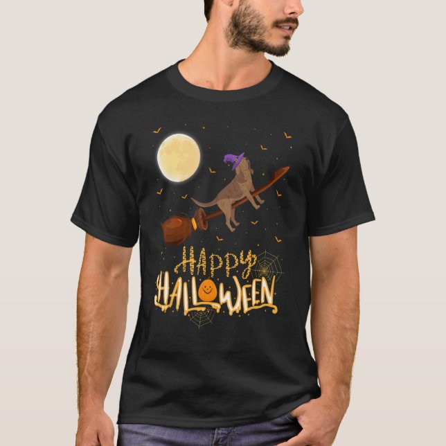   Bloodhound Ride Witch Shotgun Bloodhound Dog Hal T-Shirt (Front)