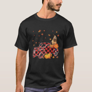 Bloodhound Riding Leopard Plaid Truck Thanksgiving T-Shirt