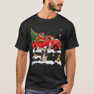 Bloodhound Riding Red Truck Xmas Merry Christmas T-Shirt
