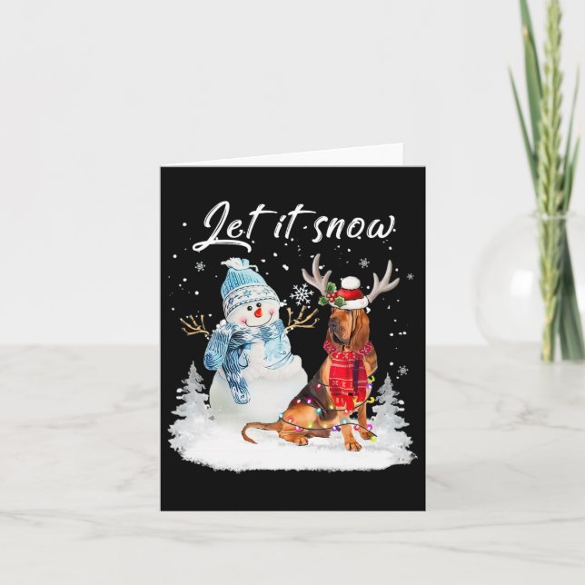 Bloodhound Santa Dog Christmas Snowman Xmas Pajama Card (Front)