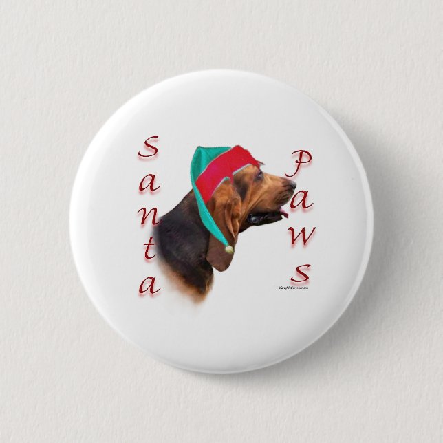 Bloodhound Santa Paws Button (Front)
