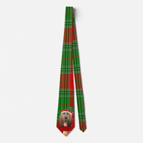 Bloodhound Seasonal Plaid Holiday Christmas Neck Tie