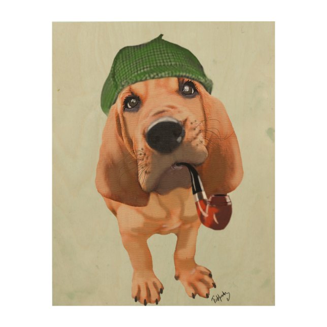 Bloodhound Sherlock Holmes Wood Wall Decor (Front)