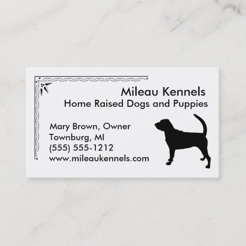 Bloodhound Silhouette Black and White Pet Business Card