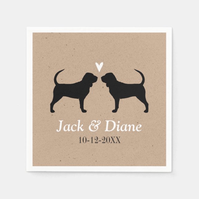 Bloodhound Silhouettes with Custom Text Napkins (Front)
