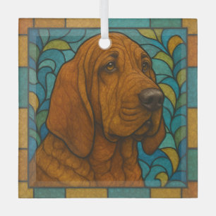 Bloodhound "Stained Glass"  Glass Ornament
