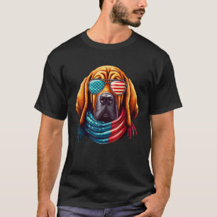 Bloodhound USA Flag Sunglasses Patriotic Dog 4th o T-Shirt