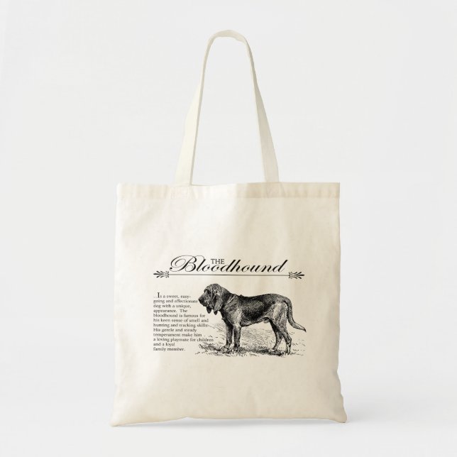 Bloodhound Vintage Storybook Style Tote Bag (Front)