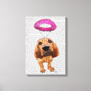 Bloodhound With Angelic Pink Halo Canvas Print