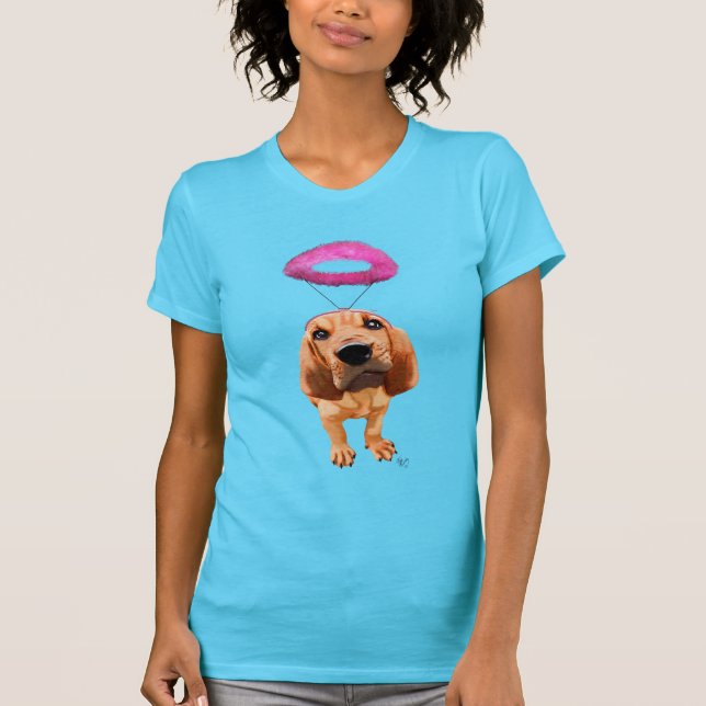 Bloodhound With Angelic Pink Halo T-Shirt (Front)