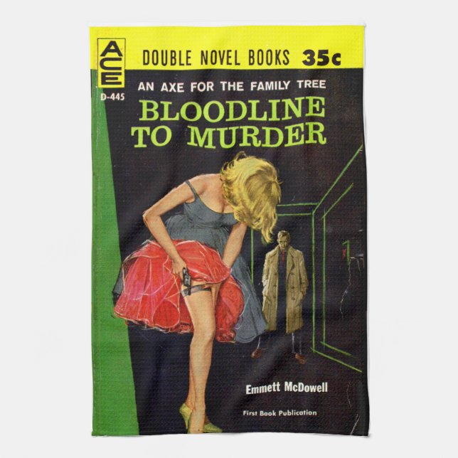 Bloodline to Murder pulp cover Kitchen Towel (Vertical)