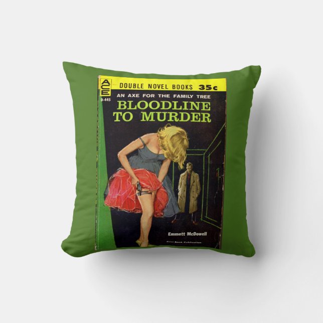 Bloodline to Murder pulp cover Throw Pillow (Front)